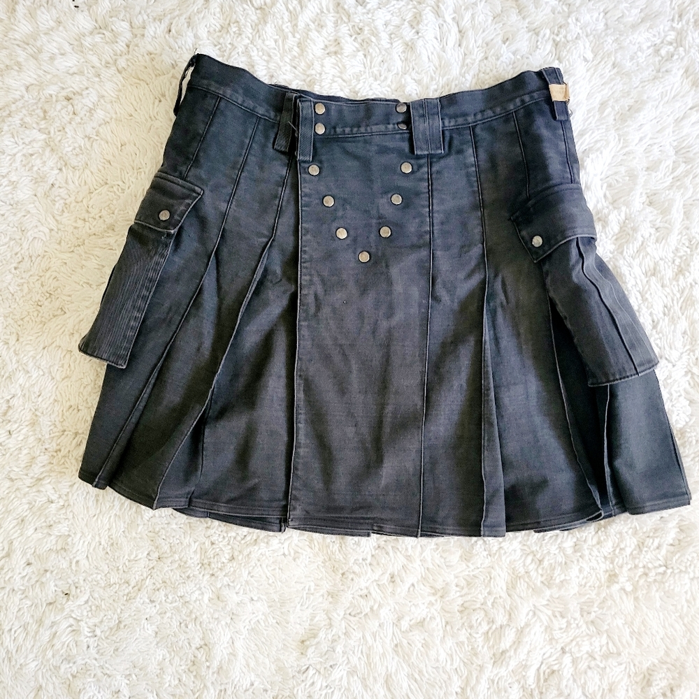 Gray Denim Utility Kilt by PRIDE